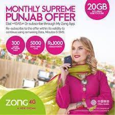 Zong Monthly Supreme Punjab Offer 