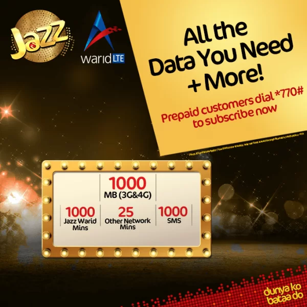 Jazz Weekly Gold Plus Offer- Unlimited Jazz/ Warid Minutes & Much More